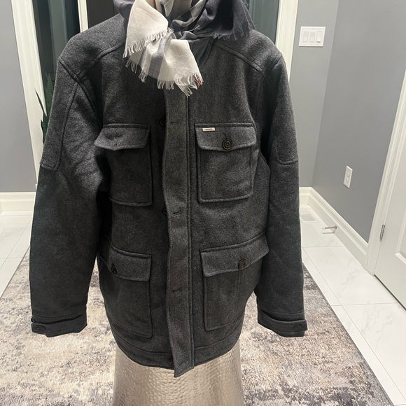 WOODS LONDON 🇬🇧GREY PEA Coat size extra large very sharp jacket🇬🇧 fall mod - Picture 5 of 17